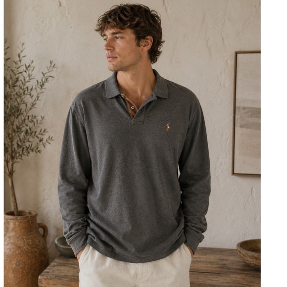 Polo Ralph Lauren Other - Polo Ralph Lauren Pima Cotton Polo Long Sleeve Shirt Men's Large Gray Cotton